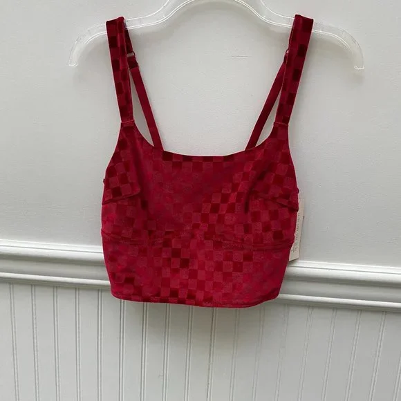 colsie Red Checkered Tank Top size Medium red velvet Brami crop top - Picture 5 of 9
